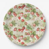 熟した赤いイチゴ畑 ペーパープレート (正面)