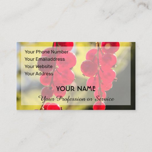 熟した赤いフルーティのカーラントアンサンブルで、農家ブシン用 名刺 (裏面)