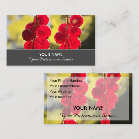 熟した赤いフルーティのカーラントアンサンブルで、農家ブシン用 名刺 (正面/裏面)