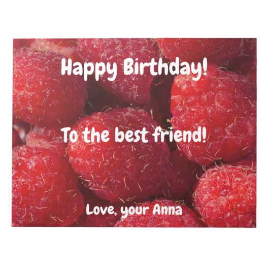 熟した赤いラズベリー ノートパッド (正面)