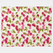 熟した赤さくらんぼ。 フリースブランケット (正面(横))