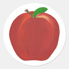 熟した赤りんご茎葉全体ステッカー ラウンドシール