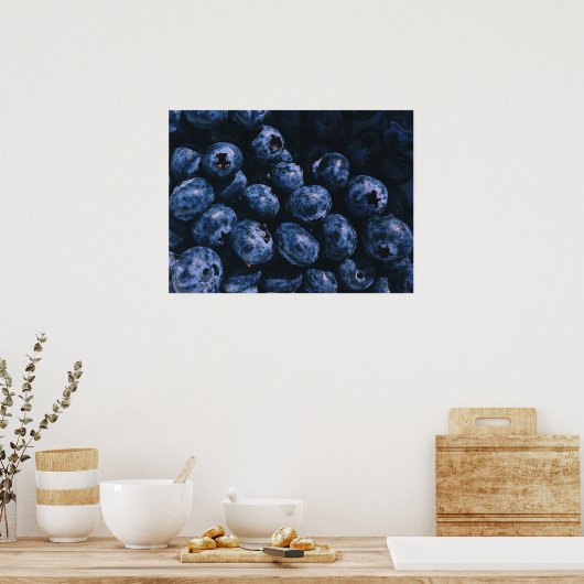 熟オーガニックしたブルーベリーの束 ポスター (キッチン)
