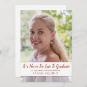 熟女の写真は決して遅すぎる卒業パーティー 招待状 (正面/裏面)