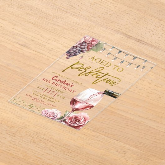 熟成から完全熟成ワイン大人50誕生日 アクリル招待状 (レイダウン)