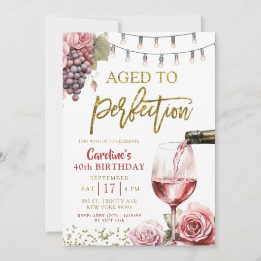 熟成から完全熟成ワイン大人50誕生日 招待状 (正面)