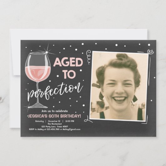 熟成から完全熟成誕生日ワインアダルト誕生日 招待状 (正面)