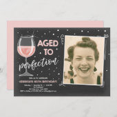 熟成から完全熟成誕生日ワインアダルト誕生日 招待状 (正面/裏面)