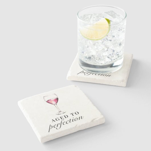 熟成から完成までおもしろいの誕生日ワイングラス  ストーンコースター (横)