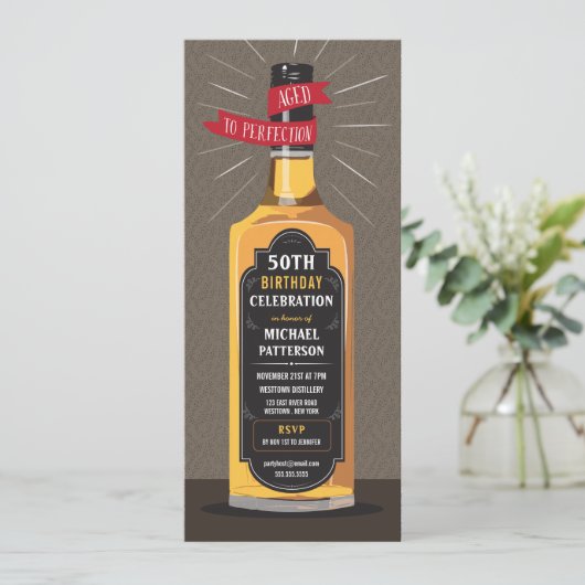 熟成された完璧なウイスキーのビッグマイルストーン誕生日 招待状 (スタンド正面)