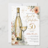 熟成された白ワインのように50歳の誕生日を迎える 招待状 (正面)