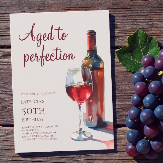 熟成の極みワイン 大人の50歳誕生日パーティー 招待状