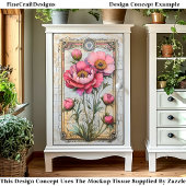 熟成パーチメントDA1Lデコパージュの緑豊かなピンクの牡丹 薄葉紙