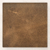 熟成ブラウンレザー:クラシックテクスチャ ガラスコースター (正面)