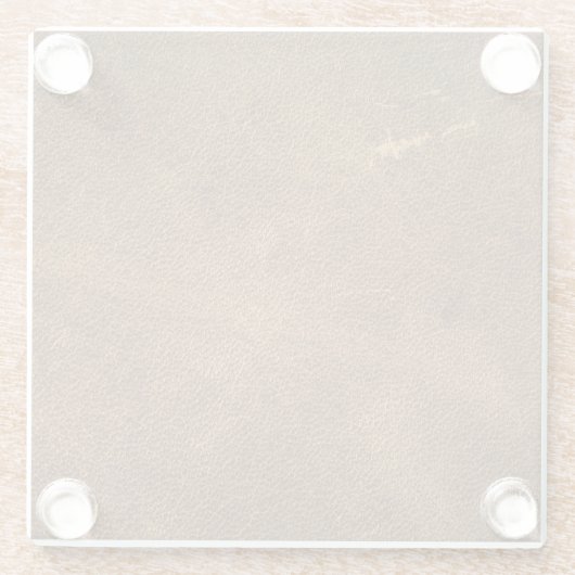 熟成ブラウンレザー:クラシックテクスチャ ガラスコースター (裏面)