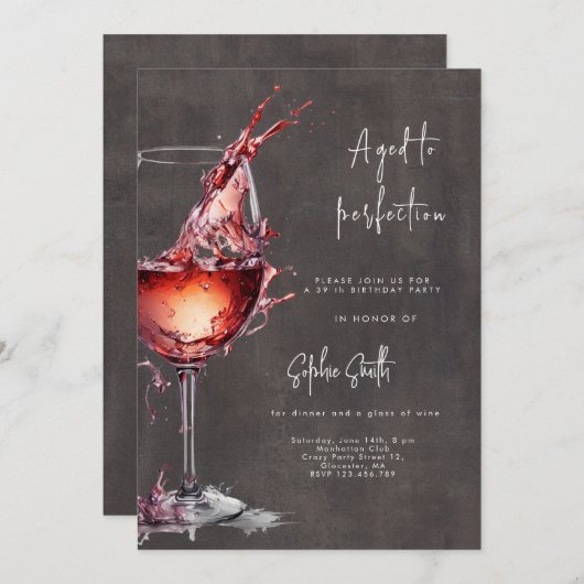 熟成ワインの誕生日パーティー 招待状 (正面/裏面)