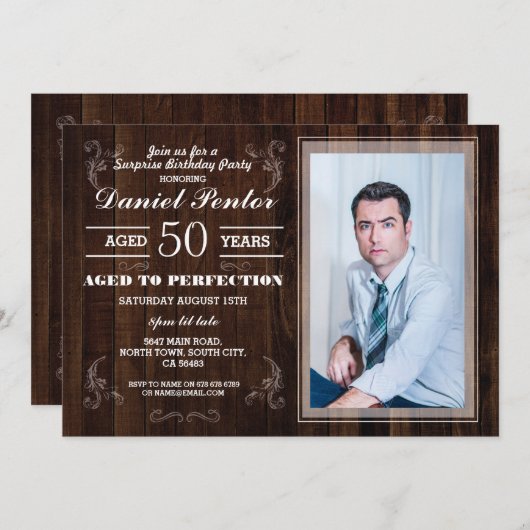 熟成完成誕生日メンスフォトウッド 招待状 (正面/裏面)