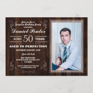 熟成完成誕生日メンスフォトウッド 招待状