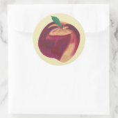 熟絵を描した桃の実のシール ラウンドシール (バッグ)