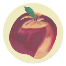 熟絵を描した桃の実のシール