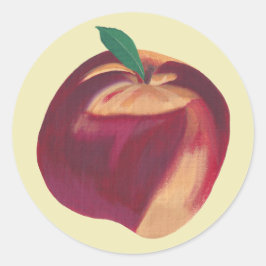 熟絵を描した桃の実のシール ラウンドシール