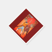 熟練したマタドールの岬と荒れ狂う牛 スタンダードカクテルナプキン (角)