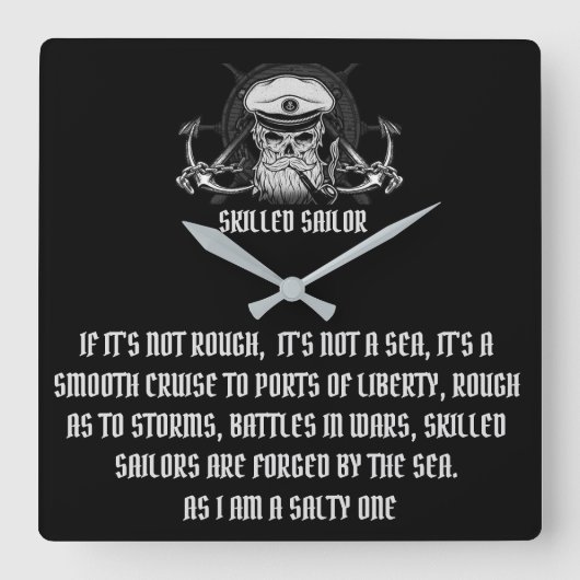 熟練した船員 スクエア壁時計 (正面)