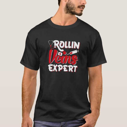 熟練の静脈採血士 静脈採血のプロ Tシャツ (正面)