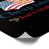 熟練労働者は安くないアメリカ国旗の労働日 ポスター (角)