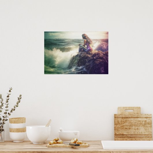 熟考している人魚 ポスター (キッチン)