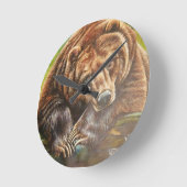 熟考するクマ ラウンド壁時計 (傾斜)