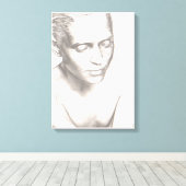 熟考の女性白黒キャンバス印刷 キャンバスプリント (インサイチュ (ウッドフロア))