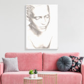 熟考の女性白黒キャンバス印刷 キャンバスプリント (インサイチュ (リビング))