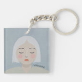 熟考 – ミニマルポートレート キーホルダー (裏面)