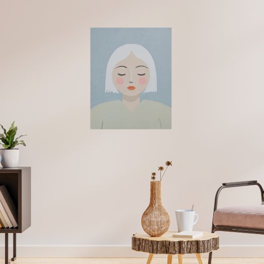 熟考 – ミニマルポートレート ポスター (リビング3)