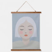 熟考 – ミニマルポートレート 吊り下げ型タペストリー (正面)