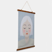 熟考 – ミニマルポートレート 吊り下げ型タペストリー (傾斜あり)