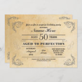 熟達して完成度の高い誕生日年齢ヴィンテージ 招待状 (正面/裏面)