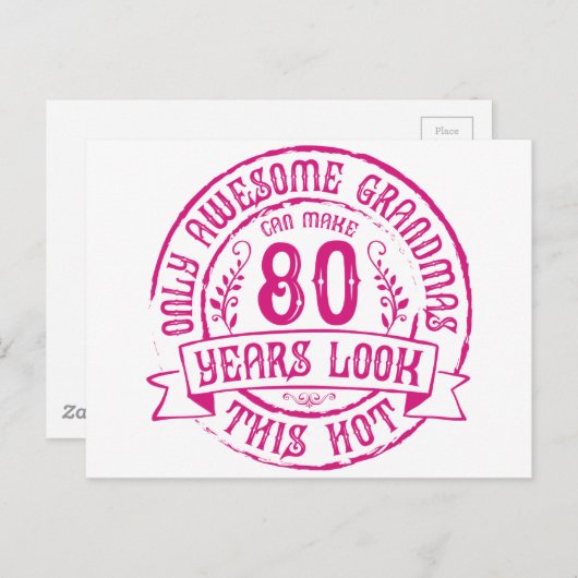 熱いおもしろいおばあちゃん80誕生日 ポストカード (正面/裏面)