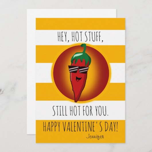 熱いおもしろい物妻へ夫バレンタイン シーズンカード (正面/裏面)