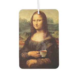 熱いお茶を飲むモナ・リサ(レオナルド・ダ・ヴィンチ) カーエアーフレッシュナー