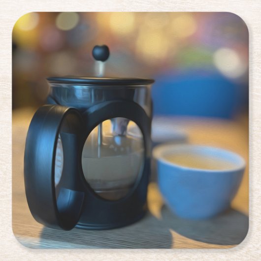 熱いお茶 スクエアペーパーコースター (正面)