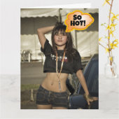 熱いアジアの女の子のおもしろい誕生日ビッグカード彼のために カード (黄色い花)