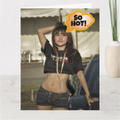 熱いアジアの女の子のおもしろい誕生日ビッグカード彼のために カード (正面)