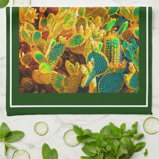 熱いアフリカ砂漠サボテン植物とげのある梨 キッチンタオル (折り畳み)