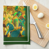 熱いアフリカ砂漠サボテン植物とげのある梨 キッチンタオル (四つ折り)