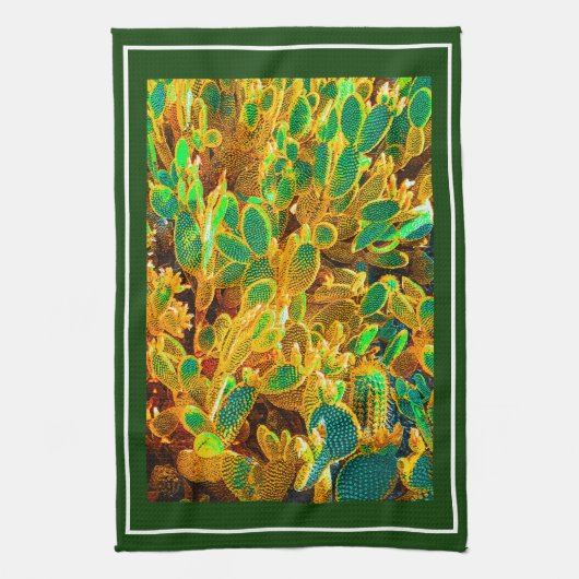 熱いアフリカ砂漠サボテン植物とげのある梨 キッチンタオル (縦)