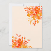 熱いオレンジの波状フレームbohoフローラ赤ちゃんシャワー 招待状 (裏面)
