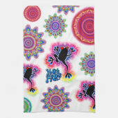 熱いカエルの波のサイケデリックなBoHoの台所タオル キッチンタオル (縦)