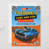 熱いカーレースの誕生日パーティー 招待状 (正面)